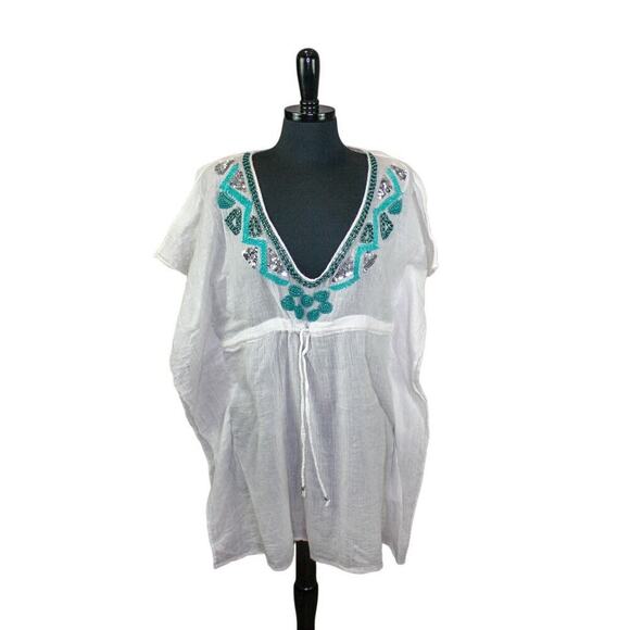 Spiaggia Dolce Cover Up Top Beaded Sequin Beach Resort Summer Size M - Picture 1 of 6